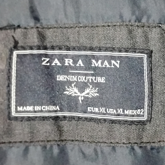 ZARA Men's Denim Couture Jacket with Leather Sleeves Size XL - Picture 9 of 12